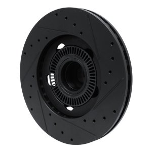 Ford Ranger Brake Rotor (1) - Front Left - R1 Concepts - Drilled & Slotted - Black - `06-`12